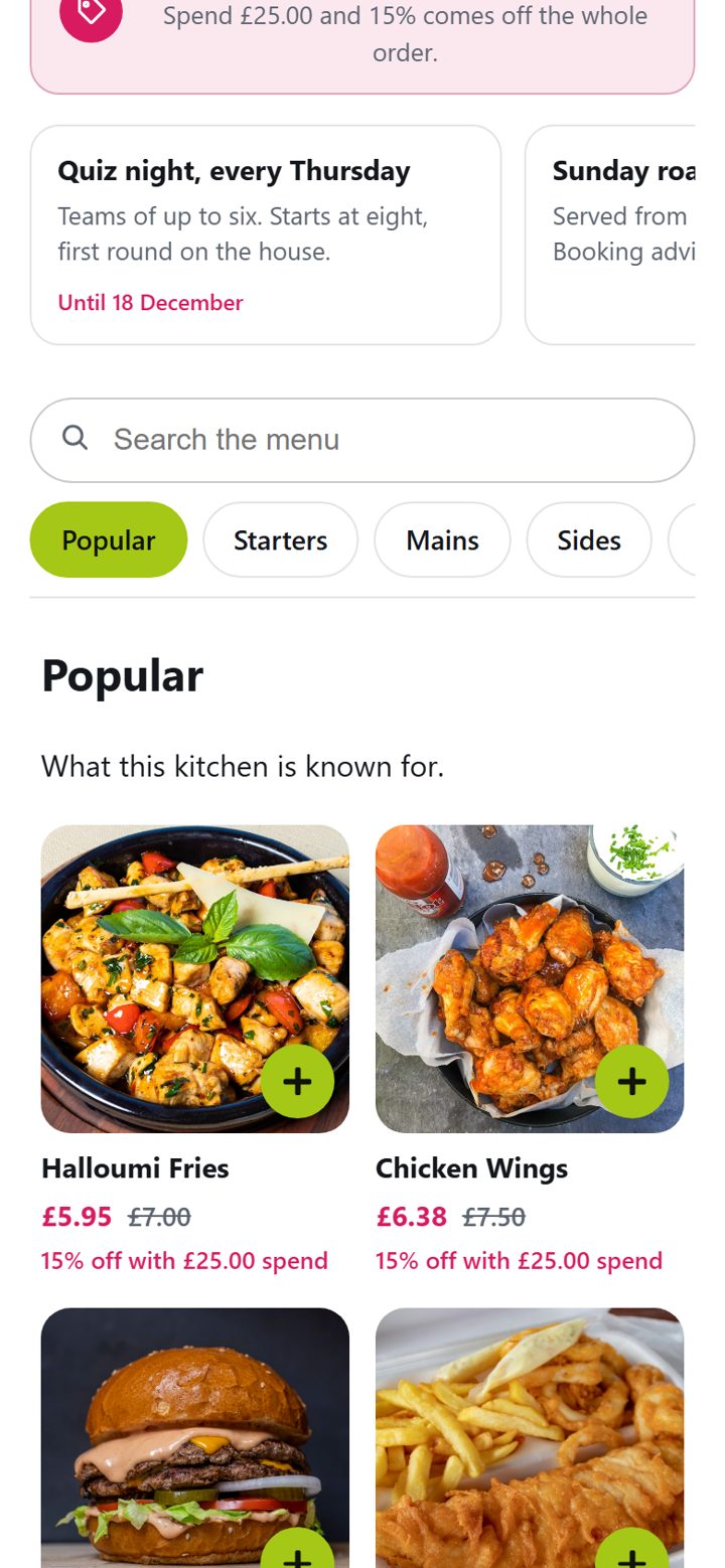 Dishes with photos and prices